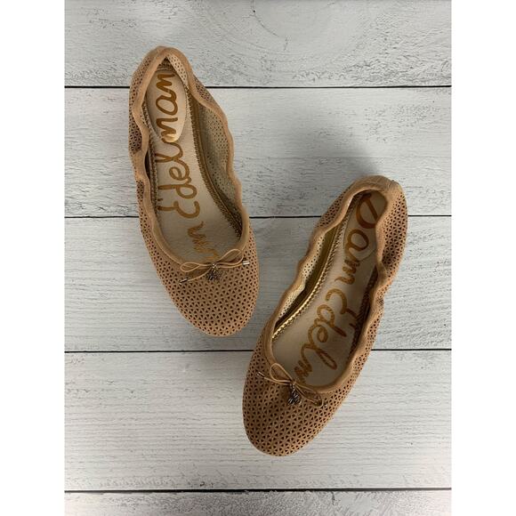 Sam Edelman Women's Size 10 Felicia 2 Perforated Tan Beige Leather Ballet Flats - Picture 13 of 15